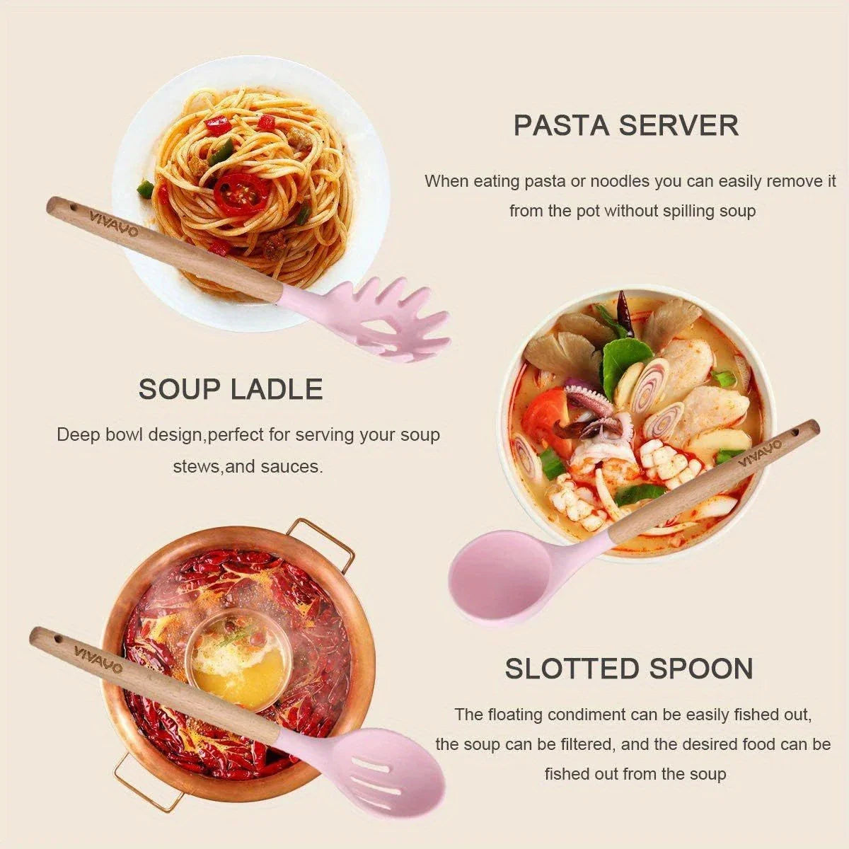 TAQWA™ Premium 12-Piece Silicone Kitchen Utensil Set – Heat-Resistant, Non-Stick Safe with Wooden Handles