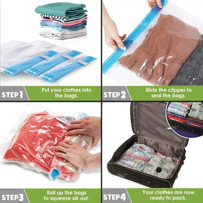 TAQWA™ 5pcs Vacuum Storage Bag Set with Hand Pump - Space Saving Compression Bags